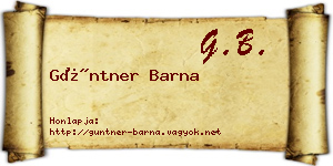 Güntner Barna névjegykártya