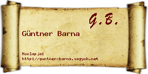 Güntner Barna névjegykártya